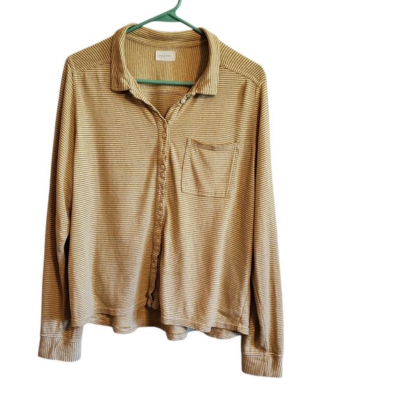 POETRY Hemp Organic Cotton Button Up Neutral Blouse Size 8 - Picture 1 of 15